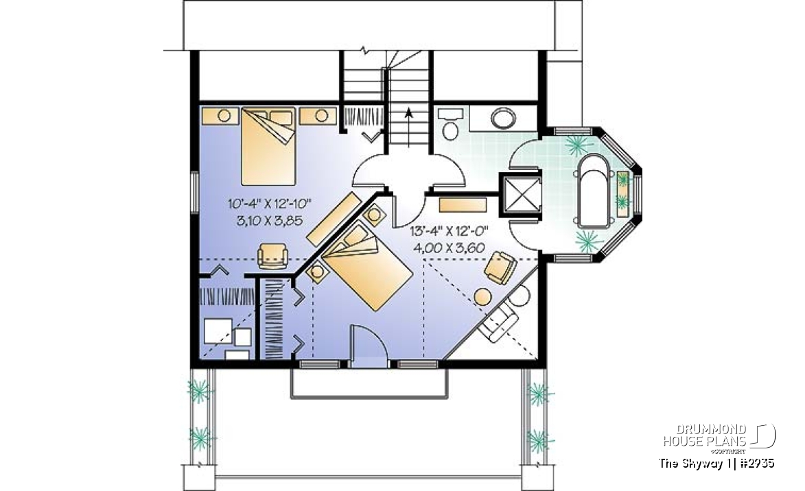 2nd level option 2 - Open floor plan cottage with interior spa area, and 1 or 2 bedroom option - The Skyway 1