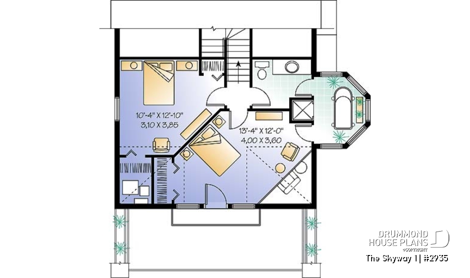 2nd level option 2 - Open floor plan cottage with interior spa area, and 1 or 2 bedroom option - The Skyway 1