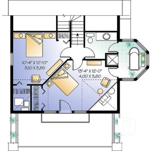 2nd level option 2 - Open floor plan cottage with interior spa area, and 1 or 2 bedroom option - The Skyway 1