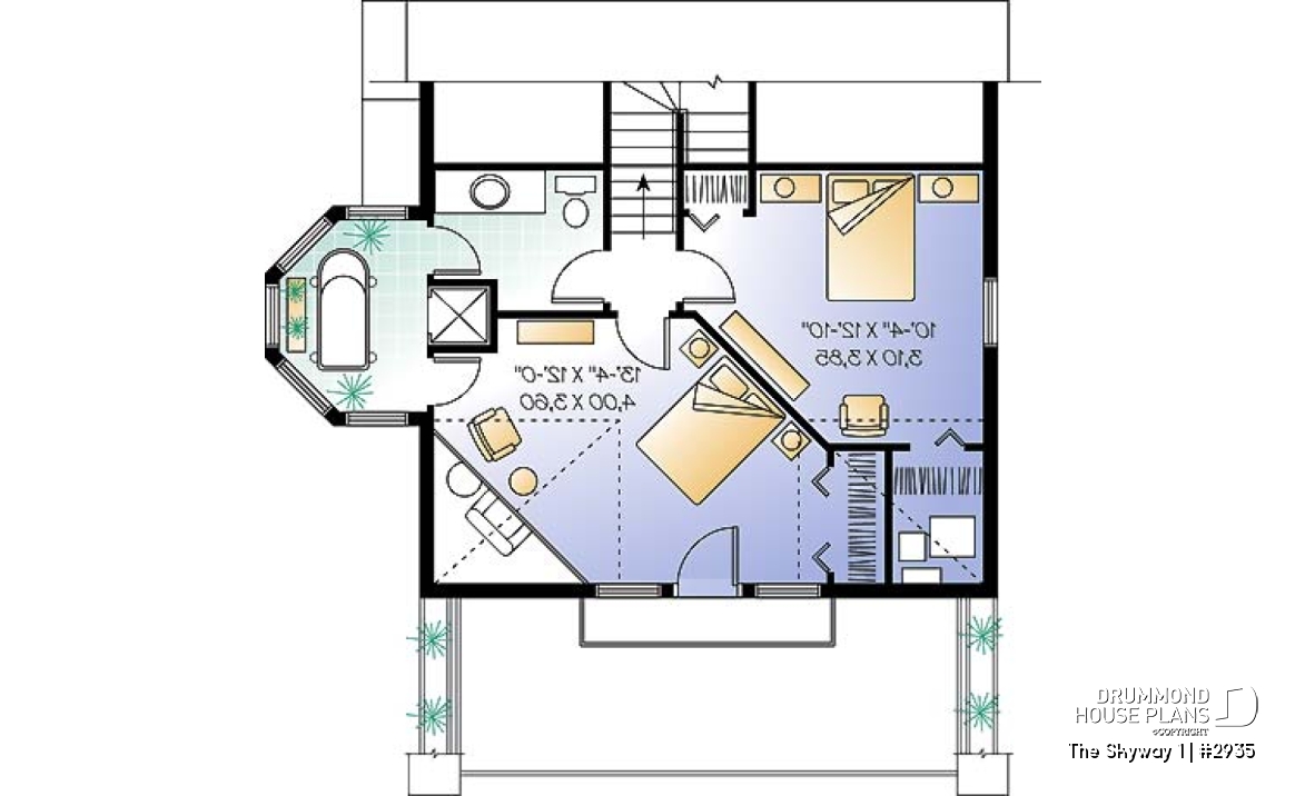 2nd level option 2 - Open floor plan cottage with interior spa area, and 1 or 2 bedroom option - The Skyway 1
