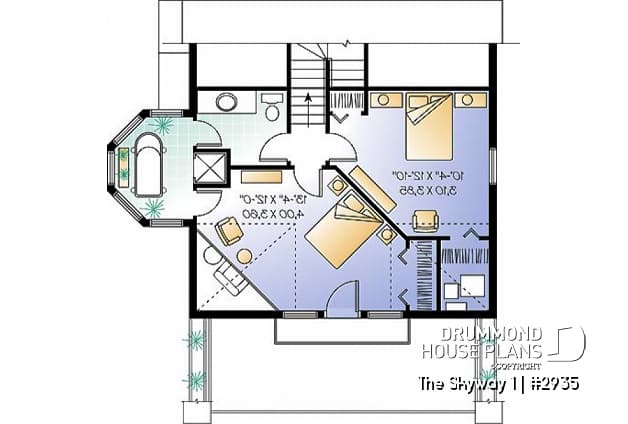 2nd level option 2 - Open floor plan cottage with interior spa area, and 1 or 2 bedroom option - The Skyway 1