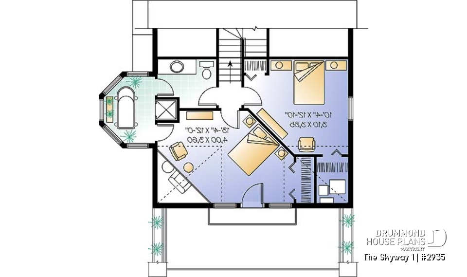 2nd level option 2 - Open floor plan cottage with interior spa area, and 1 or 2 bedroom option - The Skyway 1