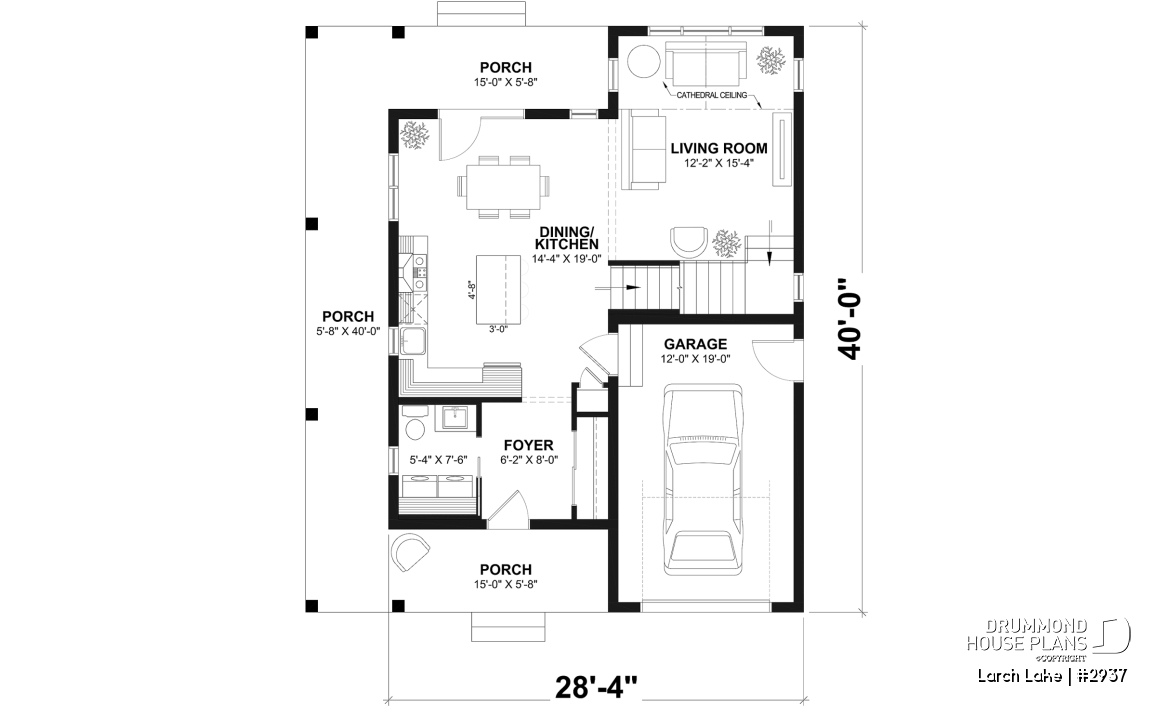 1st level - Compact Farmhouse Design with Garage, 3 to 4 Bedrooms, Optional finished basement, Panoramic Views - Larch Lake