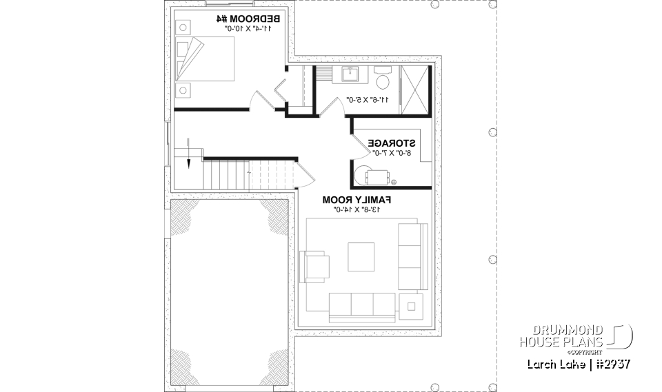 Finished basement (Optional $) - Compact Farmhouse Design with Garage, 3 to 4 Bedrooms, Optional finished basement, Panoramic Views - Larch Lake
