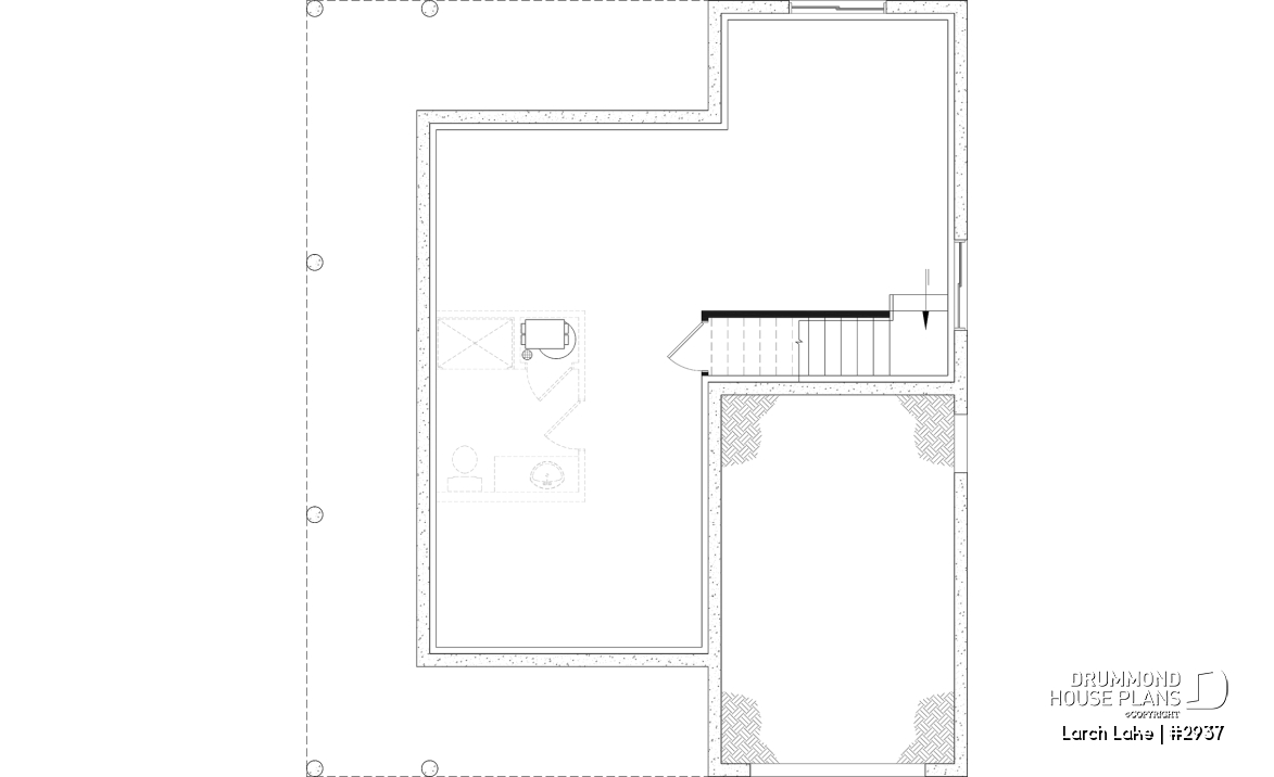 Unfinished basement - Compact Farmhouse Design with Garage, 3 to 4 Bedrooms, Optional finished basement, Panoramic Views - Larch Lake
