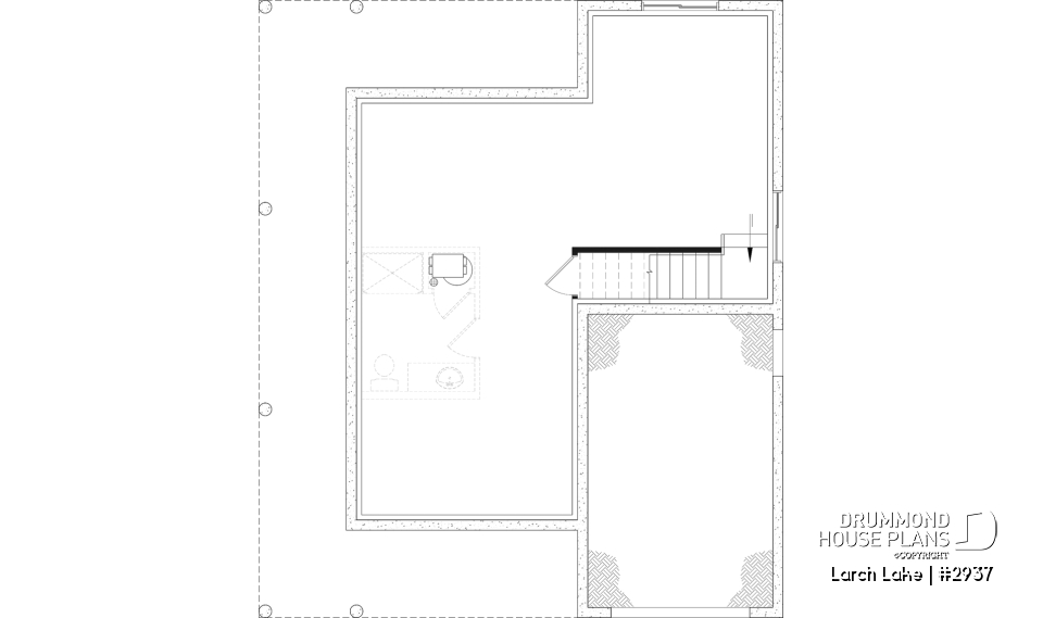 Unfinished basement - Compact Farmhouse Design with Garage, 3 to 4 Bedrooms, Optional finished basement, Panoramic Views - Larch Lake