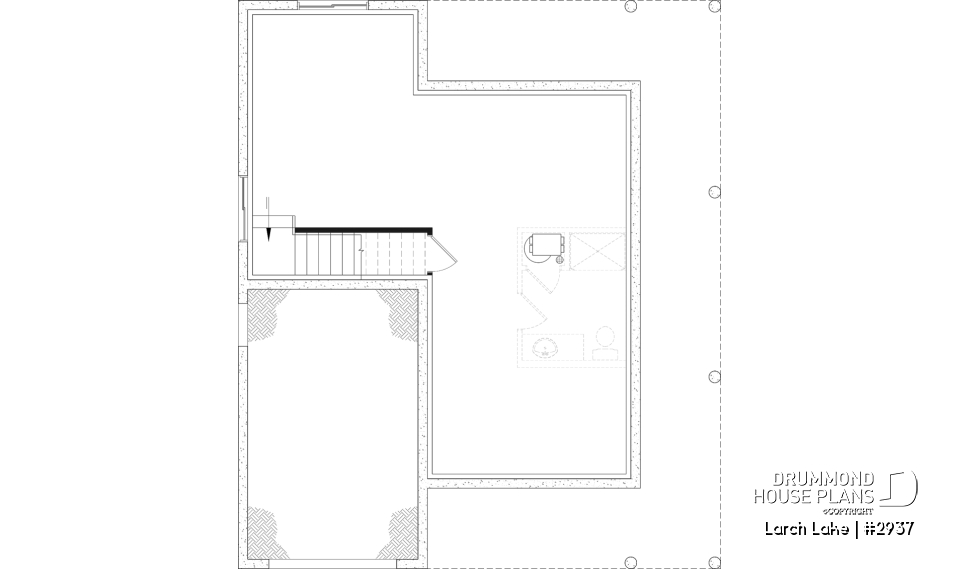 Unfinished basement - Compact Farmhouse Design with Garage, 3 to 4 Bedrooms, Optional finished basement, Panoramic Views - Larch Lake