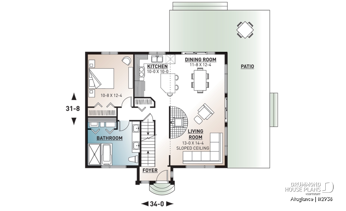 1st level - Bright Modern Vacation Home with Mezzanine and Sloped Ceiling, Perfect for Lakeside or Nature Lots. - Ataglance