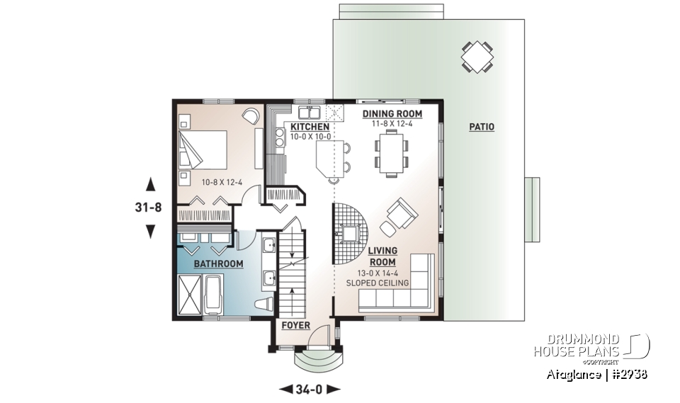 1st level - Bright Modern Vacation Home with Mezzanine and Sloped Ceiling, Perfect for Lakeside or Nature Lots. - Ataglance