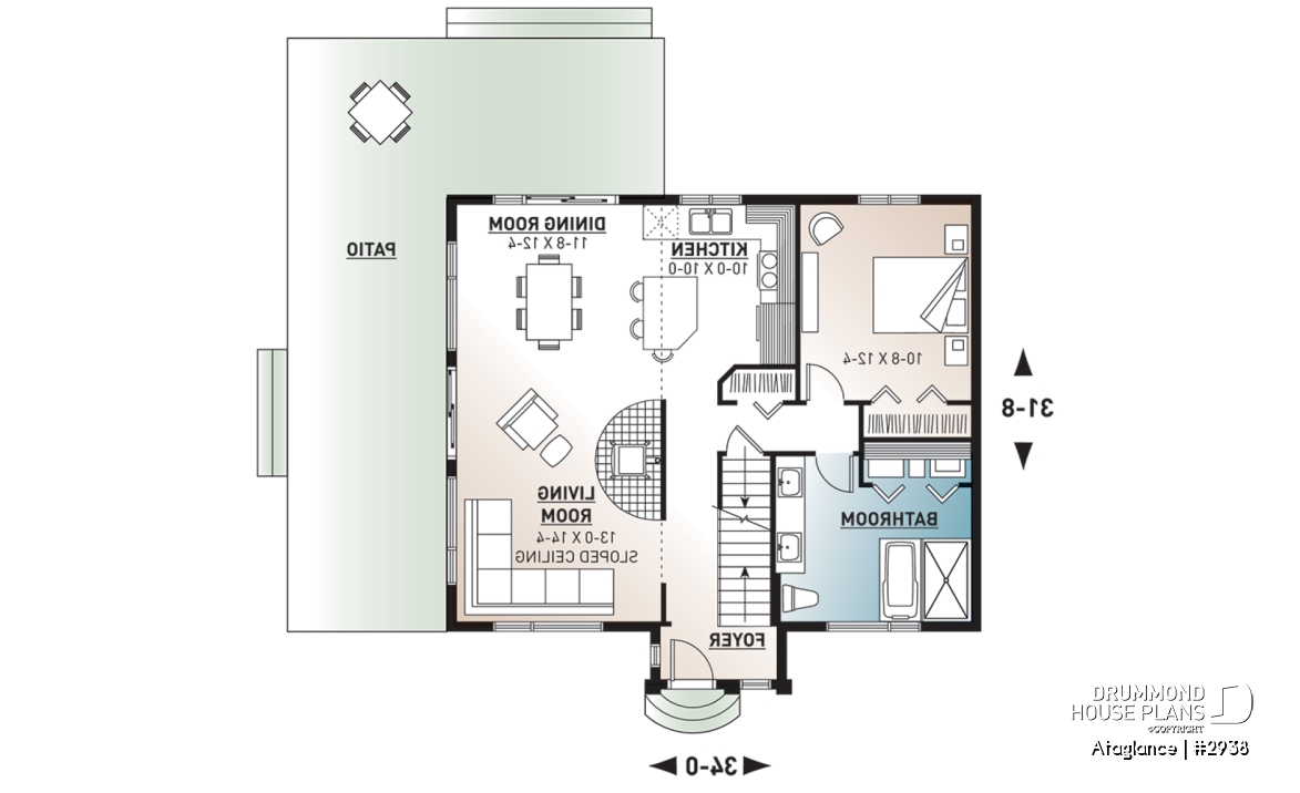 1st level - Bright Modern Vacation Home with Mezzanine and Sloped Ceiling, Perfect for Lakeside or Nature Lots. - Ataglance