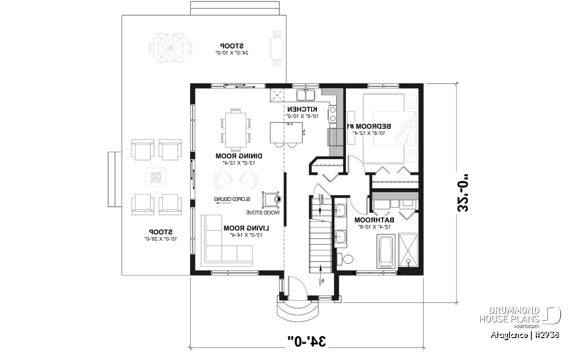 1st level - Bright Modern Vacation Home with Mezzanine and Sloped Ceiling, Perfect for Lakeside or Nature Lots. - Ataglance