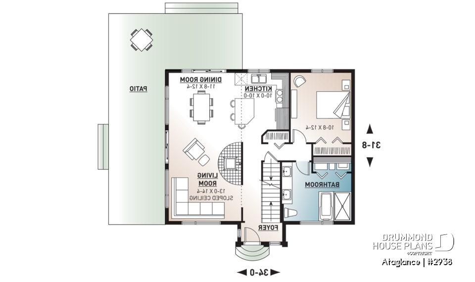 1st level - Bright Modern Vacation Home with Mezzanine and Sloped Ceiling, Perfect for Lakeside or Nature Lots. - Ataglance