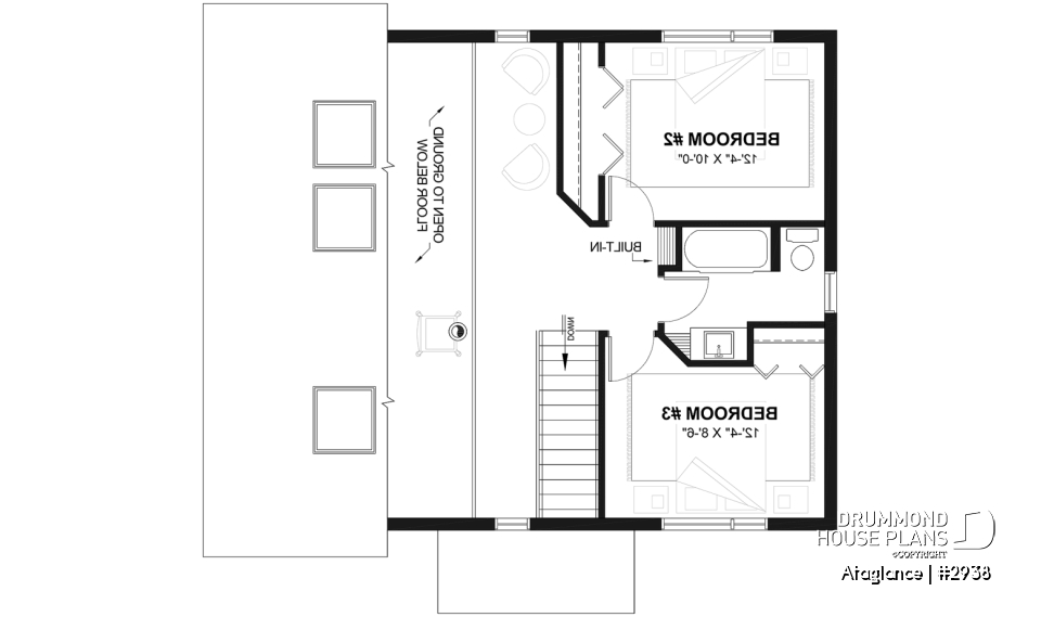 2nd level - Bright Modern Vacation Home with Mezzanine and Sloped Ceiling, Perfect for Lakeside or Nature Lots. - Ataglance