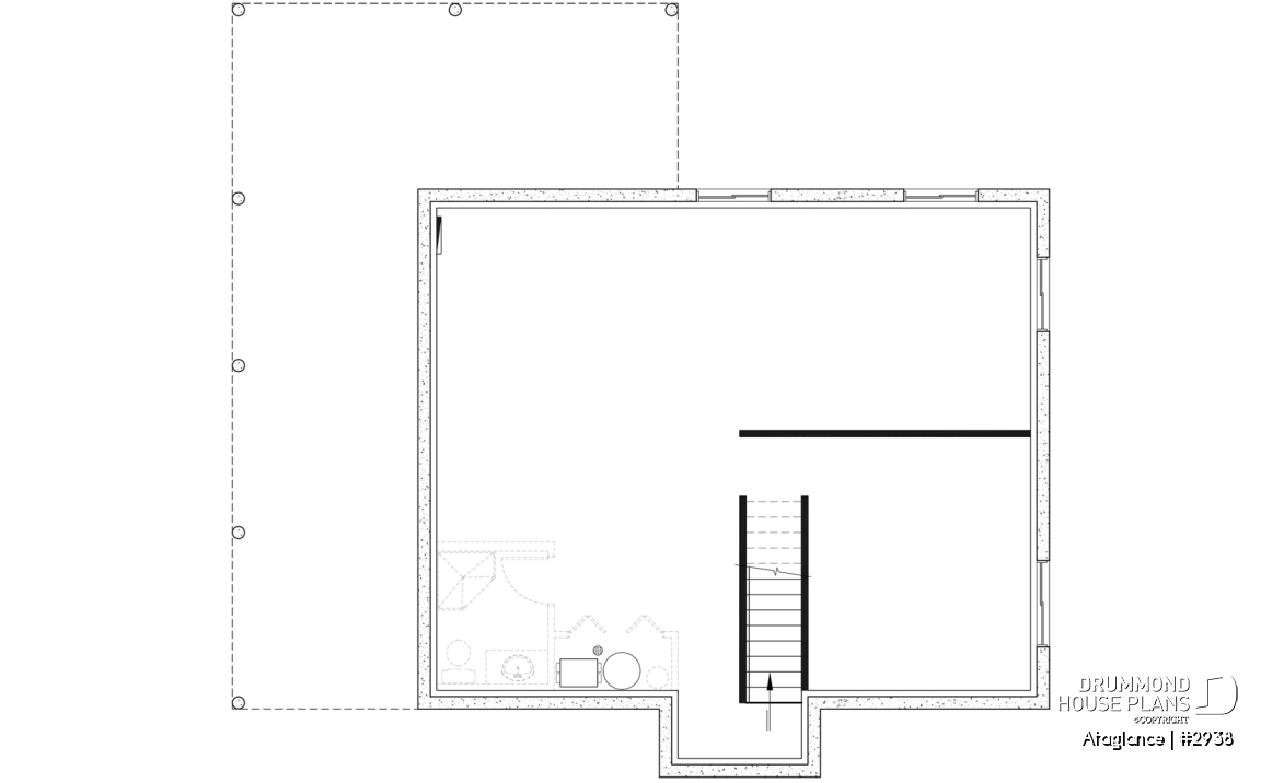Unfinished basement - Bright Modern Vacation Home with Mezzanine and Sloped Ceiling, Perfect for Lakeside or Nature Lots. - Ataglance