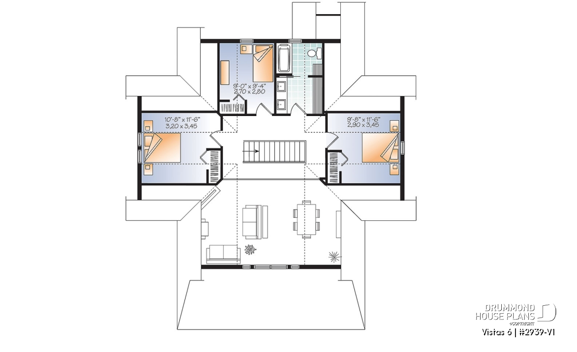 2nd level - 4 bedrooms lakefront cottage, walkout basement, master suite on first floor, panoramic views - Vistas 6