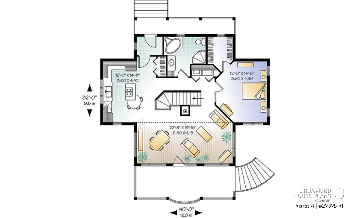 1st level - Vacation home design, 1 to 4 bedrooms, 2 family rooms, open floor plan, finished walkout basement - Vistas 4