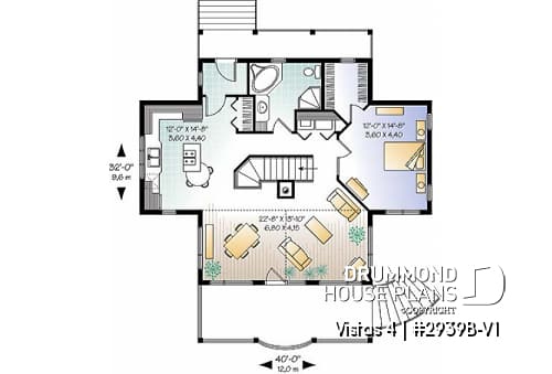 1st level - Vacation home design, 3 to 4 bedrooms, 2 family rooms, open floor plan, walkout basement - Vistas 4