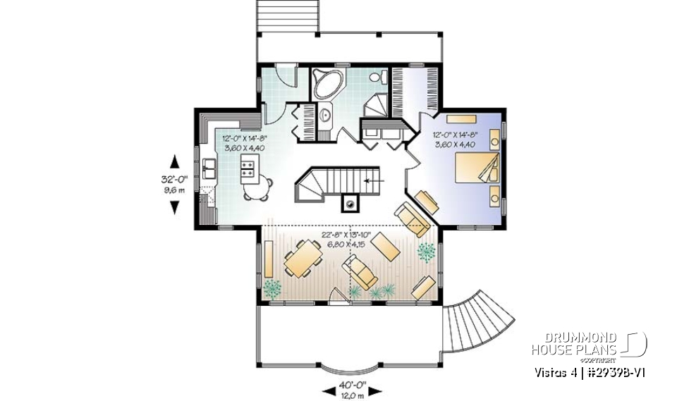 1st level - Vacation home design, 1 to 4 bedrooms, 2 family rooms, open floor plan, finished walkout basement - Vistas 4