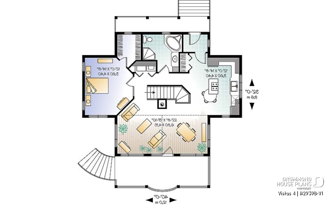 1st level - Vacation home design, 1 to 4 bedrooms, 2 family rooms, open floor plan, finished walkout basement - Vistas 4