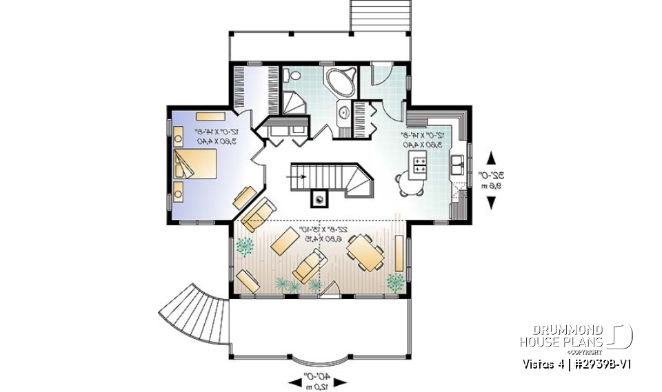 1st level - Vacation home design, 1 to 4 bedrooms, 2 family rooms, open floor plan, finished walkout basement - Vistas 4