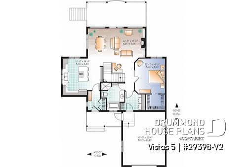 1st level - Charming chalet cottage house plan, 3 bedroos, garage, game room, 2 family rooms & ample storage - Vistas 5