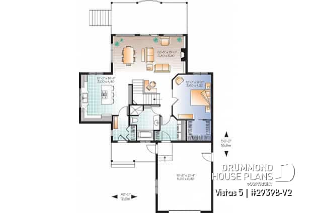 1st level - Charming chalet cottage house plan, 3 bedroos, garage, game room, 2 family rooms & ample storage - Vistas 5