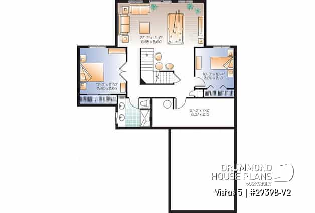 Basement - Charming chalet cottage house plan, 3 bedroos, garage, game room, 2 family rooms & ample storage - Vistas 5