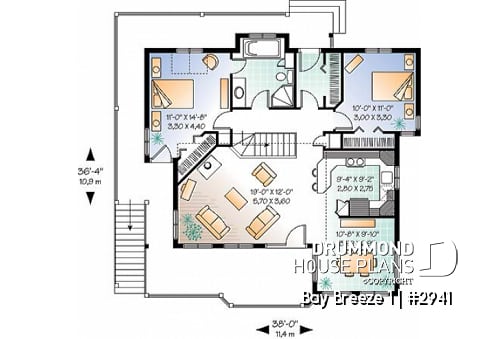 1st level - Cottage plan with cathedral ceiling, unfinished walkout basement, 2 to 5 bedrooms, large deck - Bay Breeze 1