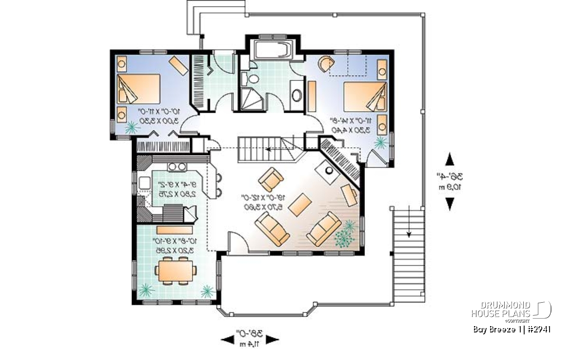 1st level - Cottage plan with cathedral ceiling, unfinished walkout basement, 2 to 5 bedrooms, large deck - Bay Breeze 1