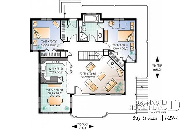 1st level - Cottage plan with cathedral ceiling, unfinished walkout basement, 2 to 5 bedrooms, large deck - Bay Breeze 1