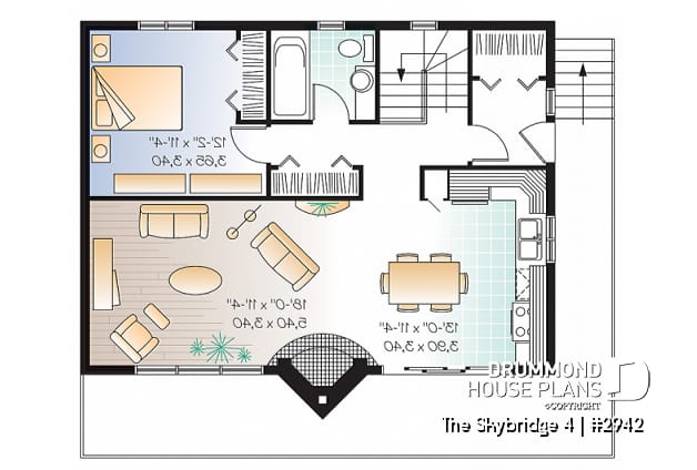 1st level - Panoramic view scandinavian inspired cottage design, ideal ski chalet with large fireplace, 1 to 3 bedrooms - Skybridge 4