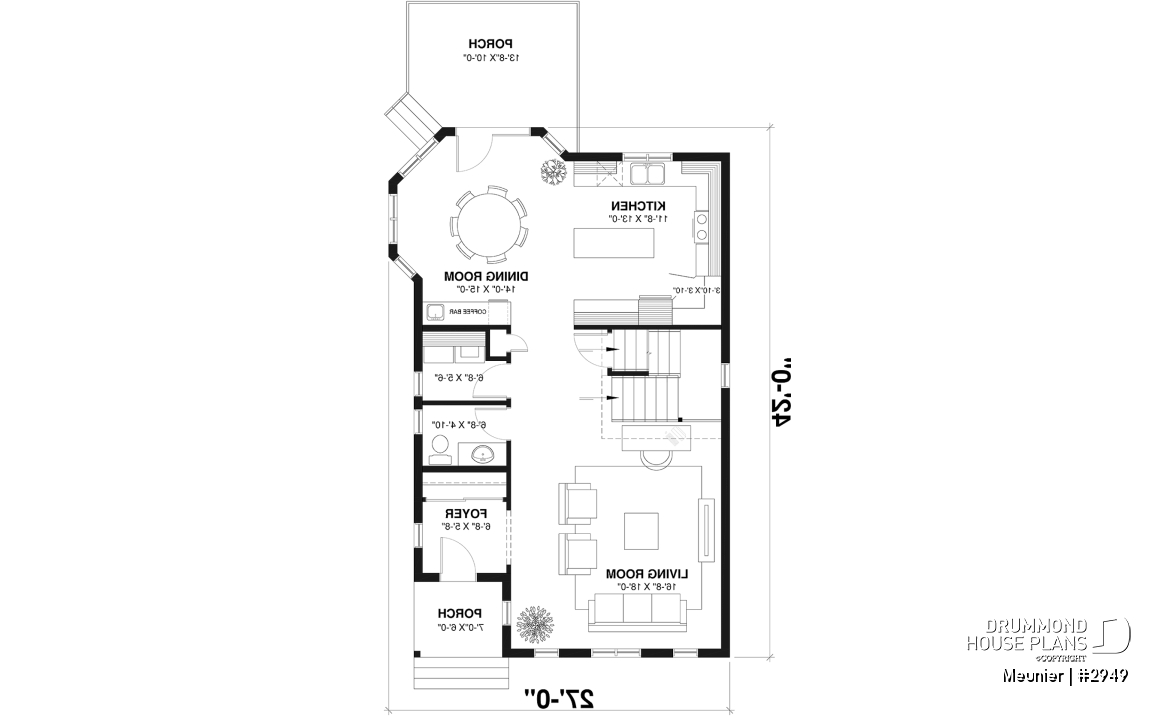 1st level - Cottage plan with a large master bedroom (sitting area), great natural lights, laundry on main floor - Meunier