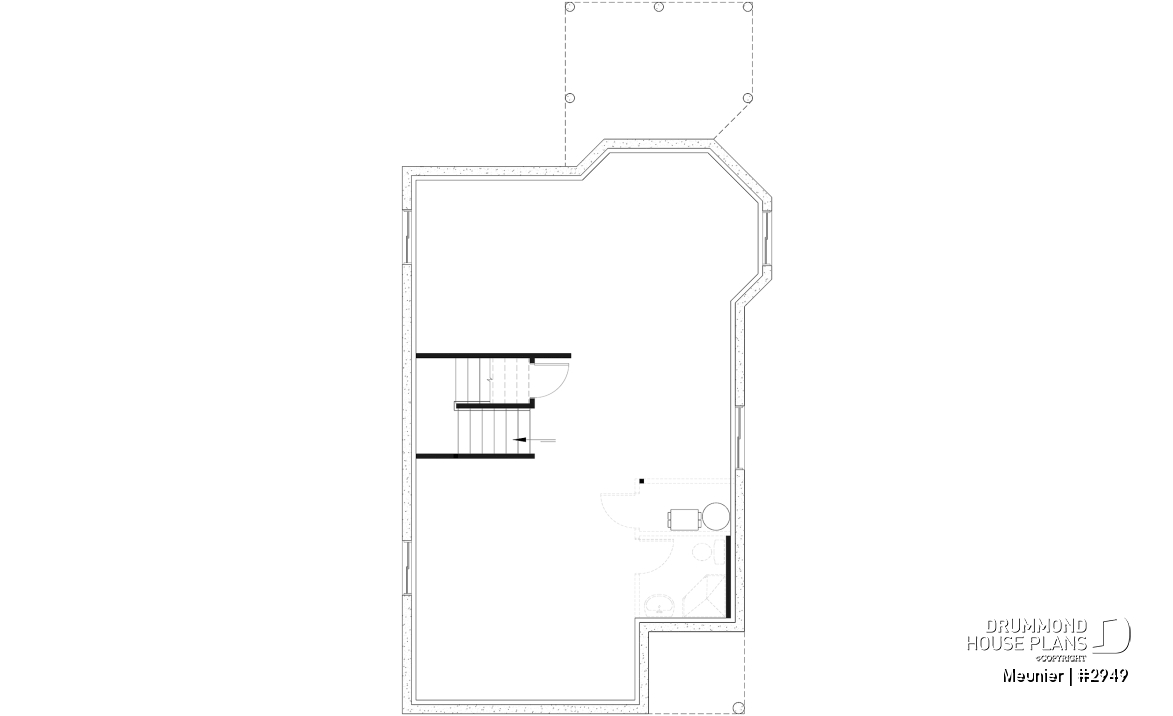 Basement - Cottage plan with a large master bedroom (sitting area), great natural lights, laundry on main floor - Meunier