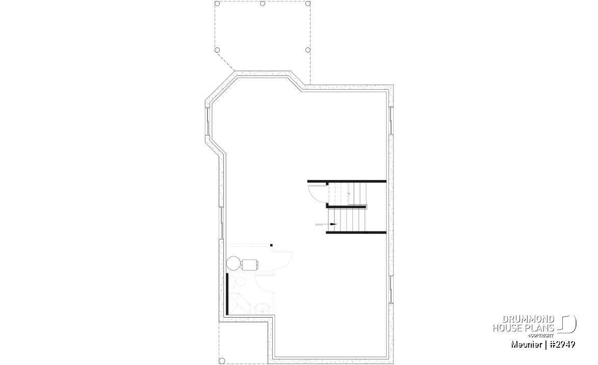 Basement - Cottage plan with a large master bedroom (sitting area), great natural lights, laundry on main floor - Meunier