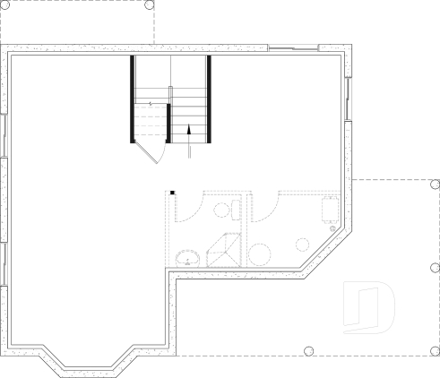 Basement - Country style 3 large bedroom home plan,  large front covered porch, kitchen island, mud room - Perlini