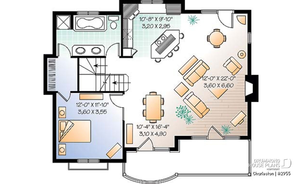 1st level - Reverse floor plans, ski chalet with one-car garage, open floor plan concept, fireplace, master on main - Charleston