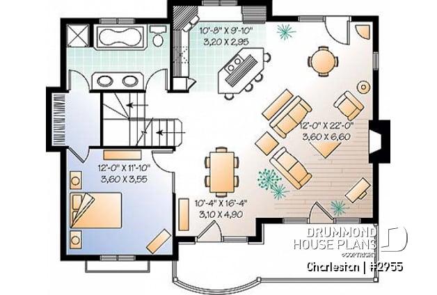 1st level - Reverse floor plans, ski chalet with one-car garage, open floor plan concept, fireplace, master on main - Charleston