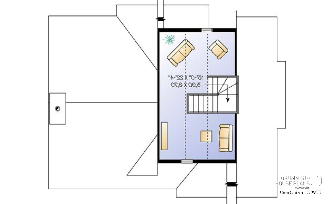 2nd level - Reverse floor plans, ski chalet with one-car garage, open floor plan concept, fireplace, master on main - Charleston
