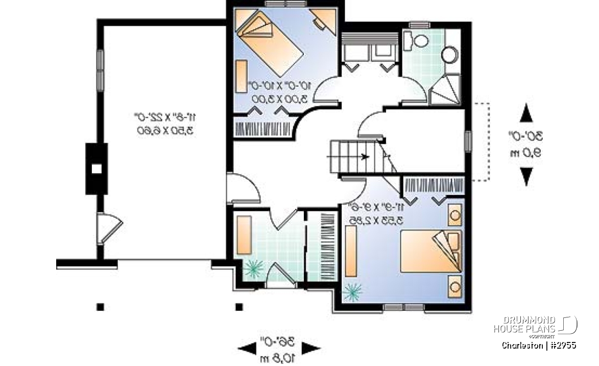 Basement - Reverse floor plans, ski chalet with one-car garage, open floor plan concept, fireplace, master on main - Charleston