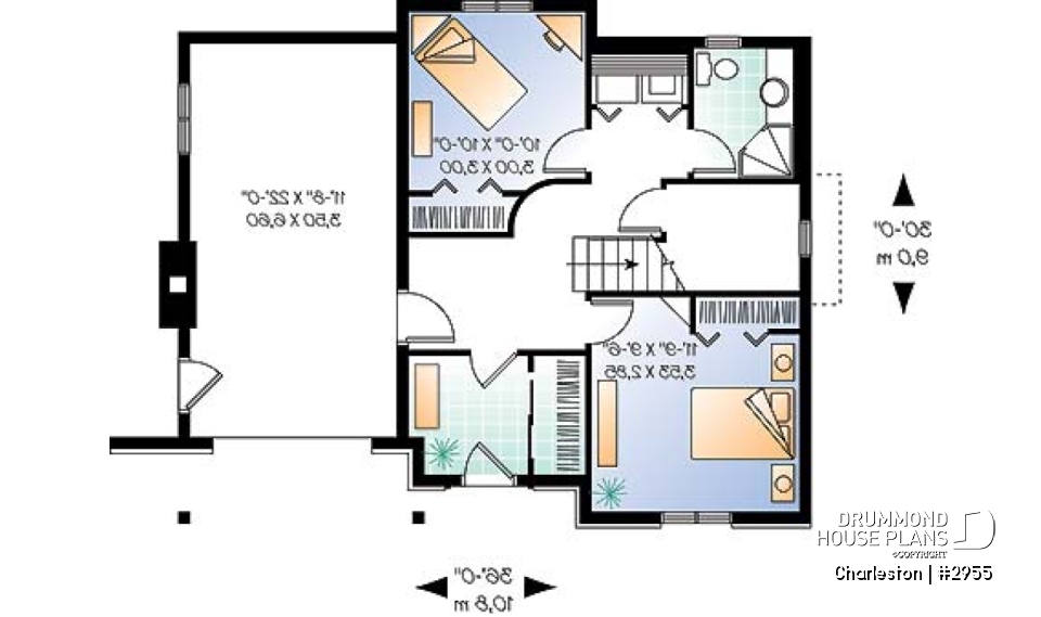 Basement - Reverse floor plans, ski chalet with one-car garage, open floor plan concept, fireplace, master on main - Charleston
