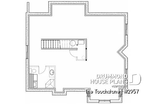 Basement - Mountain style cottage house plan, 3 beds, large terrace, mezzanine, fireplace and open floor plan concept - The Touchstone