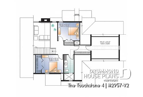 2nd level - 3 to 4 bedroom Mountain cottage plan, panoramic views, open floor plan, master suite on main floor, mezzanine - The Touchstone 4