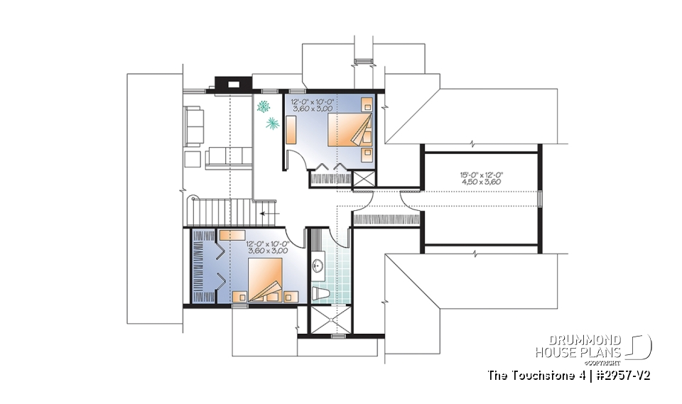 2nd level - Rustic chalet-style home with garage, rear-facing open layout, cathedral ceiling, mezzanine, bonus space - The Touchstone 4