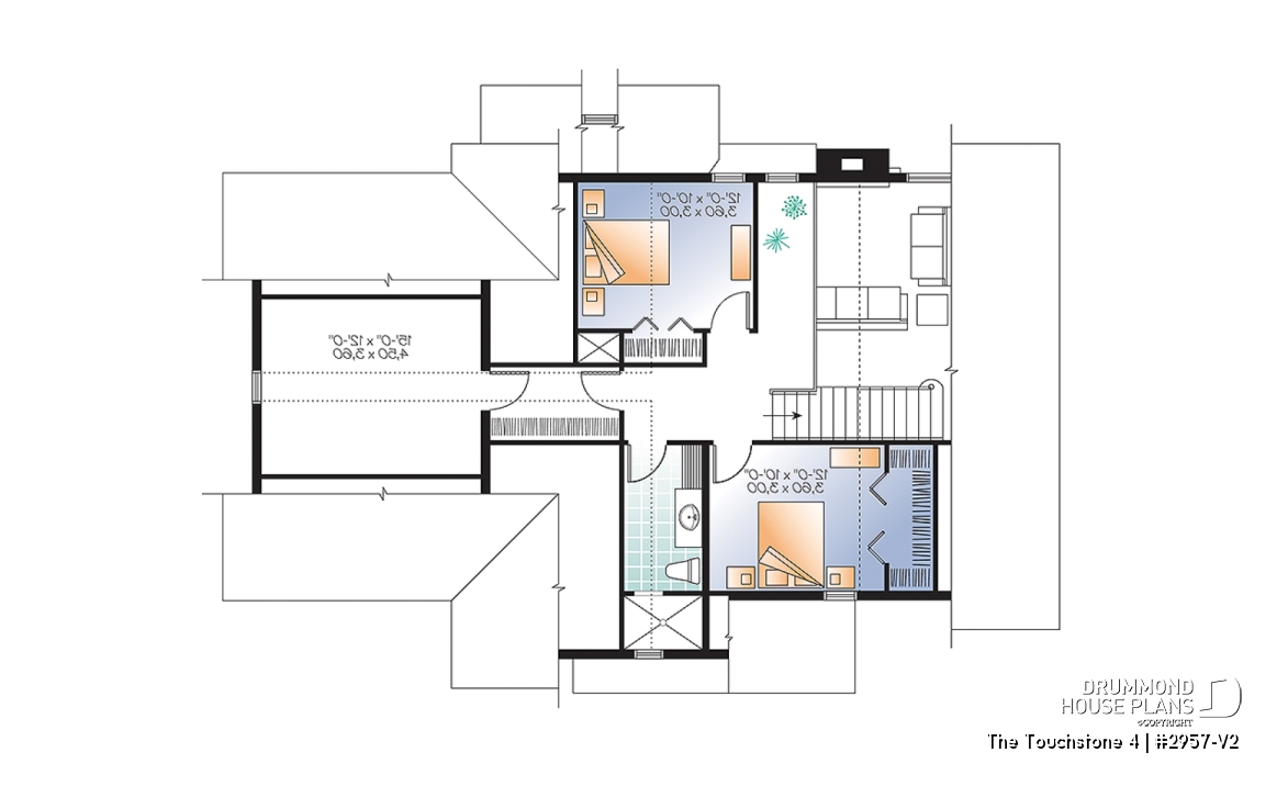 2nd level - Rustic chalet-style home with garage, rear-facing open layout, cathedral ceiling, mezzanine, bonus space - The Touchstone 4