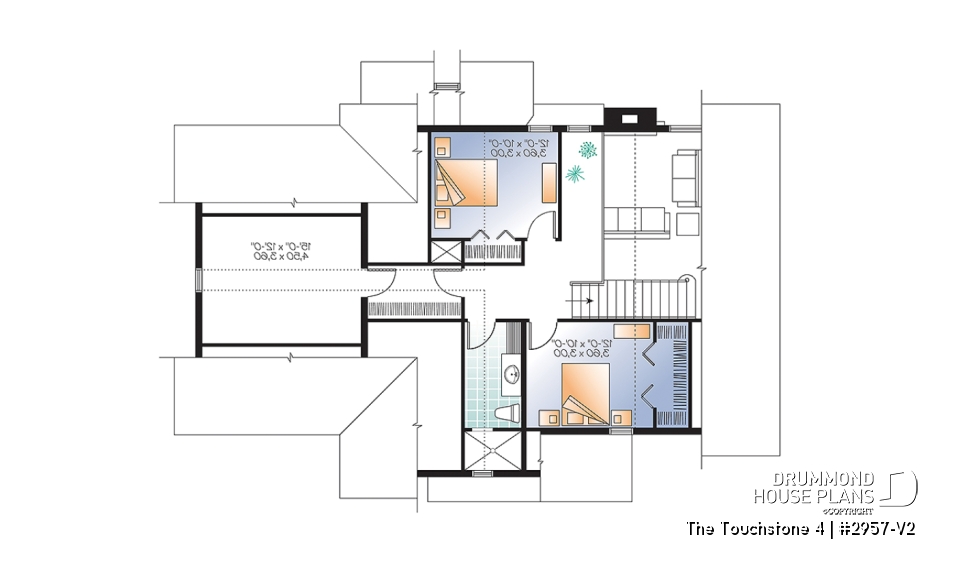2nd level - Rustic chalet-style home with garage, rear-facing open layout, cathedral ceiling, mezzanine, bonus space - The Touchstone 4