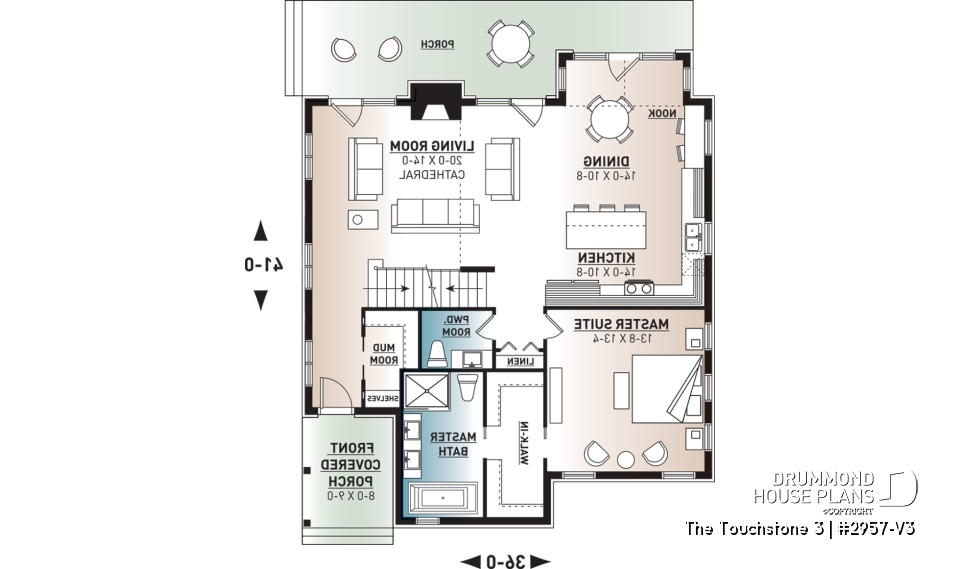1st level - Nordic Chalet-Style Home Plan – 3 Bedrooms, Mezzanine and Fireplace Centerpiece - The Touchstone 3