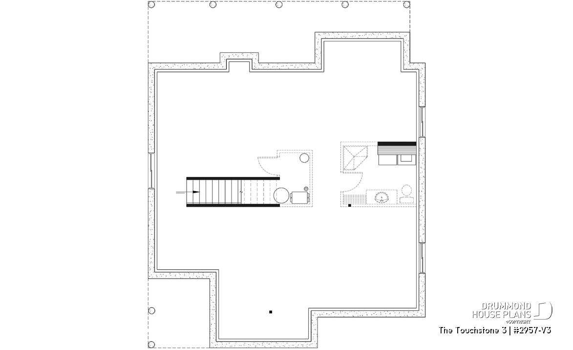 Basement - Nordic Chalet-Style Home Plan – 3 Bedrooms, Mezzanine and Fireplace Centerpiece - The Touchstone 3