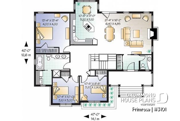1st level - Affordable rustic bungalow of 3 bedrooms, 9' ceiling, rustic & craftsman - Primrose