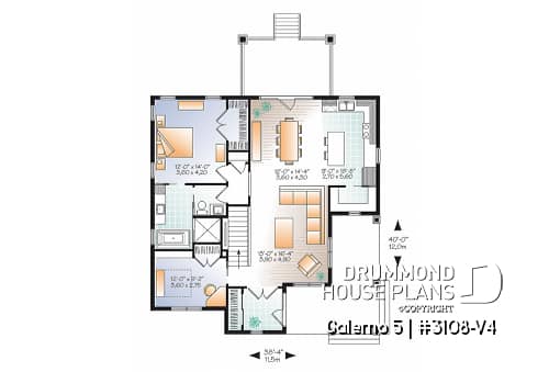 1st level - Country rustic home with large bonus room, up to 4 bedrooms, home office, kitchen island & pantry - Galerno 5