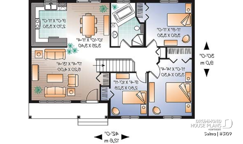 1st level - Affordable 3 bedroom bungalow with separate corner bath and shower - Selma